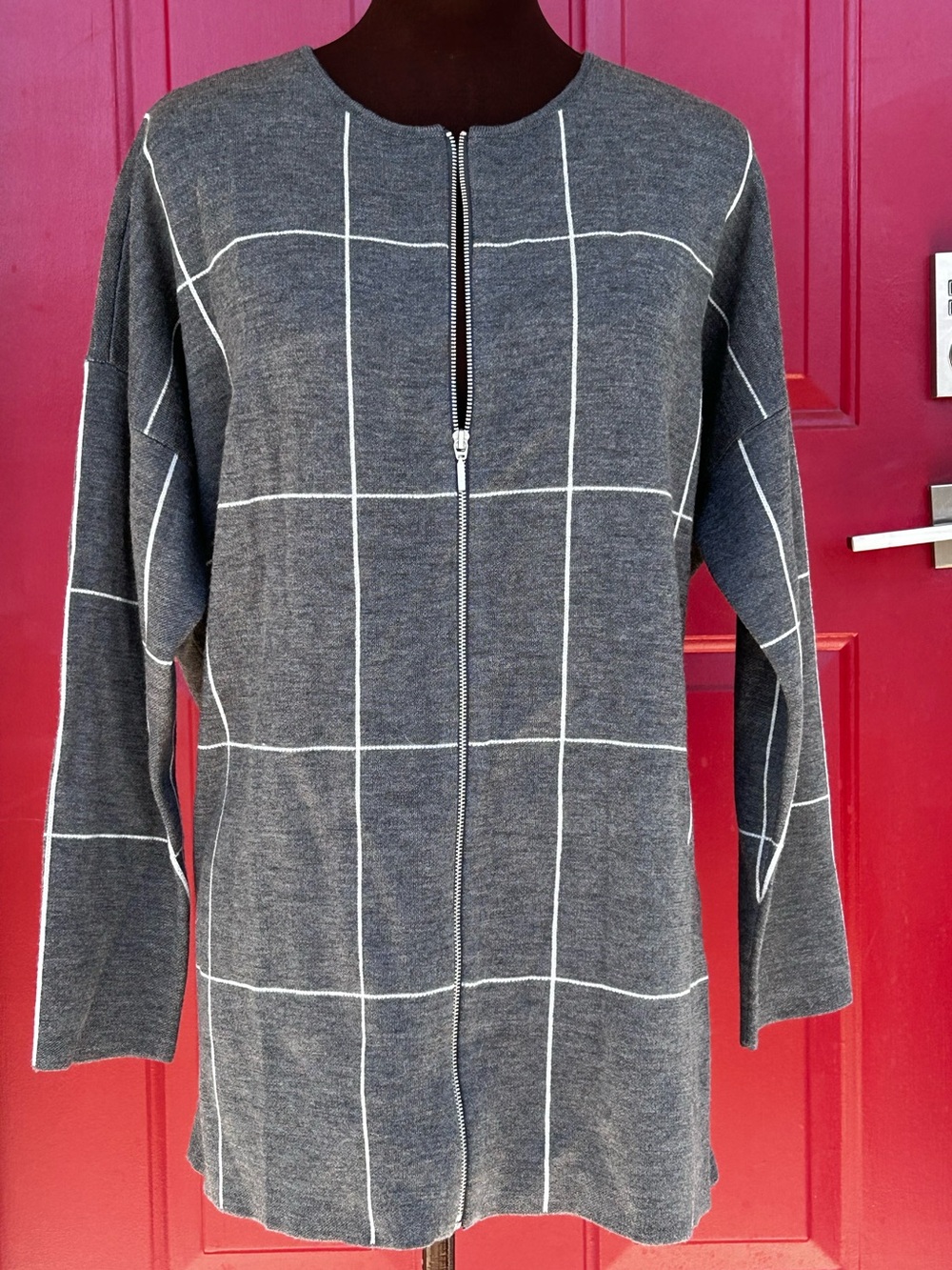 EILEEN FISHER sXL 💯extra fine merino wool-zip long line cardigan-looks NEW